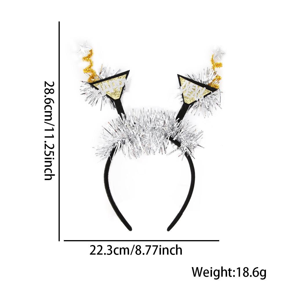Black Gold Hair Band Decorative 2026 Celebration Headband New Year'S Eve Headband Comfortable Holidays Hair Accessory For New