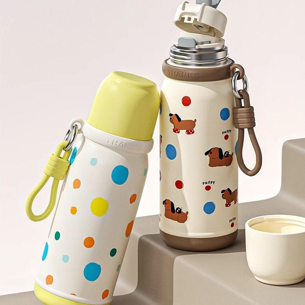 Cartoon Pattern Stainless Steel Thermos Cup Large Capacity Water Bottle Insulated Cup Student Use