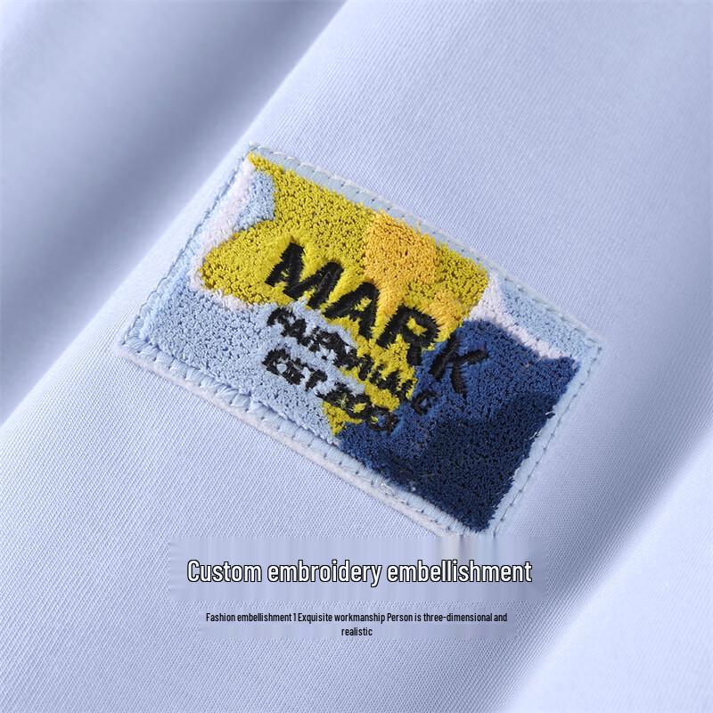 Mark Fairwhale Men's Flocking Embroidery Round Neck Short Sleeve T-Shirt
