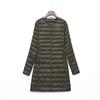 New down jacket women's light, medium and long fashion and thin white duck down button-down round neck warm jacket