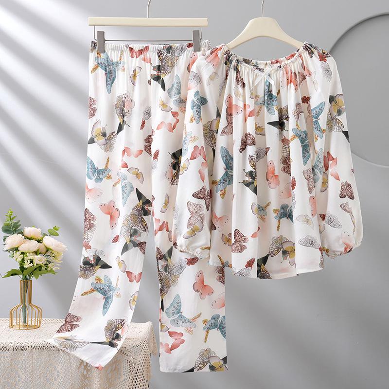 2025 Damen Lyocell Pyjama-Set: Lange Ärmel, Lange Hose, Rundhalsausschnitt, Lässiger Stil, Indoor-Outdoor-Bekleidung, Zweiteiliges Set.