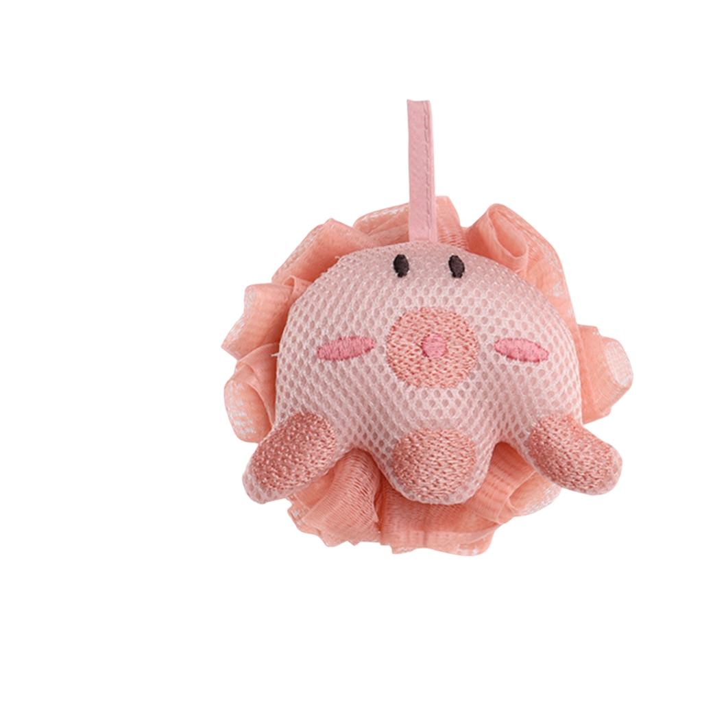 Bambola in rete, palla da bagno, accessorio da bagno preferito da bambini e ragazze, grande fiore da bagno a forma di cartone animato