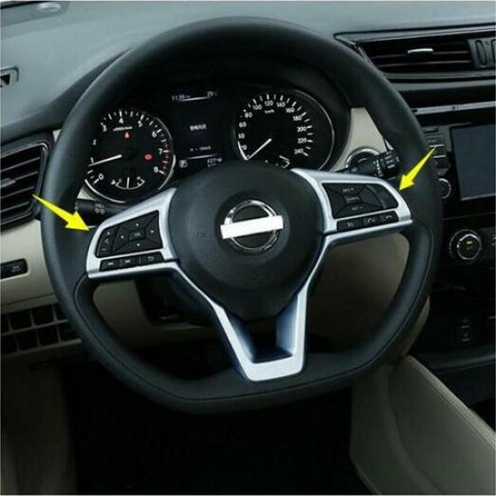 ABS Silver Matte Chrome Steering Wheel Trim 2pcs For Nissan Versa