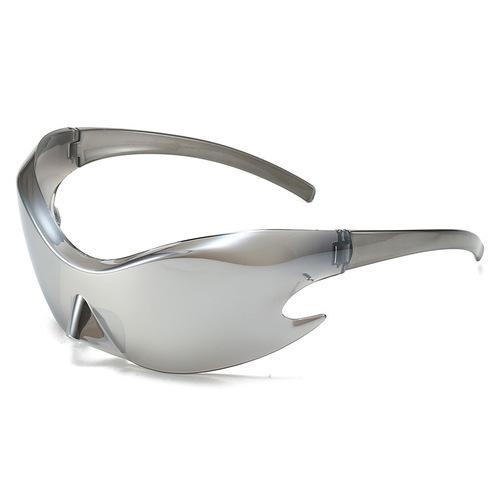 

Vintage Cycling Glasses Men Women Sunglasses Y2K Eyewear Motorcycle Hip Hop Outdoor Sports New One Piece Sun Glasses Anti-UV срібний