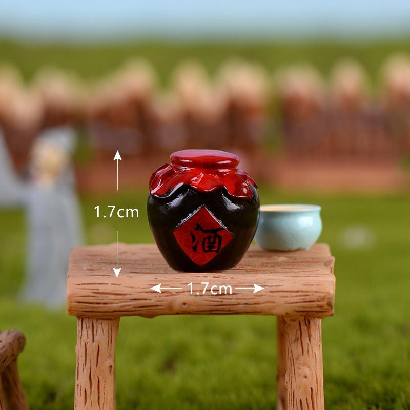 Mini Imitation Solid Wood Tables and Chairs Micro Landscaping Resin Square Wooden Tables Chairs Benches Miniature Ornaments