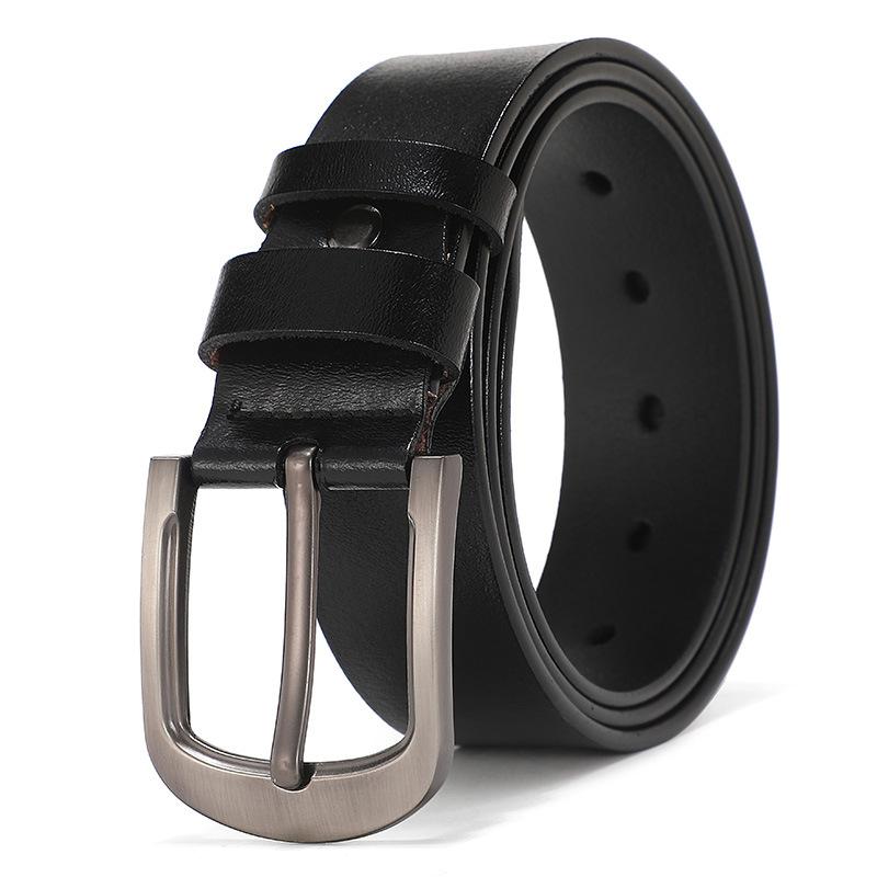 Men'S Belt Men'S Leather Pin Buckle Business Casual Belt Pure Cowhide Jeans Belt Trendy