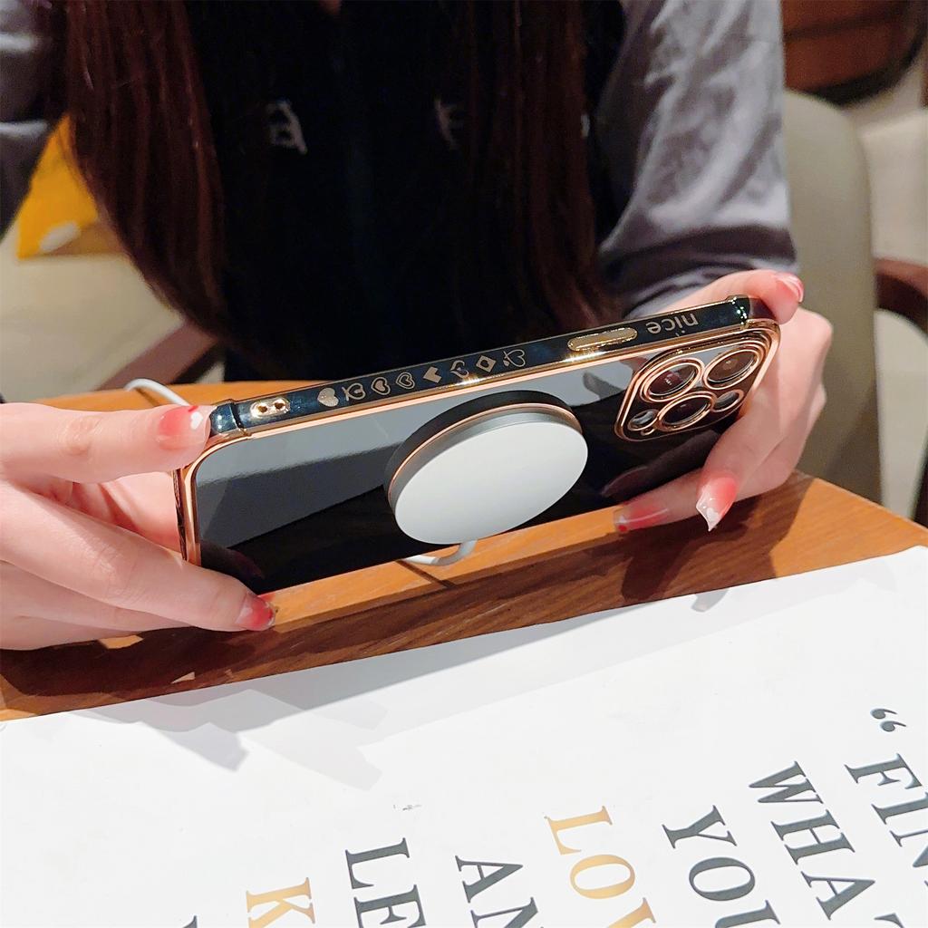 For iPhone 13 Pro Magnetic Case Flexible TPU Phone Cover with Love Hearts Pattern Design