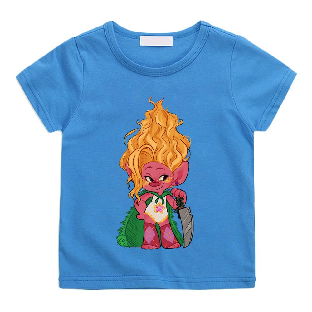 Viva Trolls Band Together T-shirts Kawaii Cartoon Manga Cotton Short Sleeve Boys/Girls T Shirt Teens Cartoon Print Streetwear