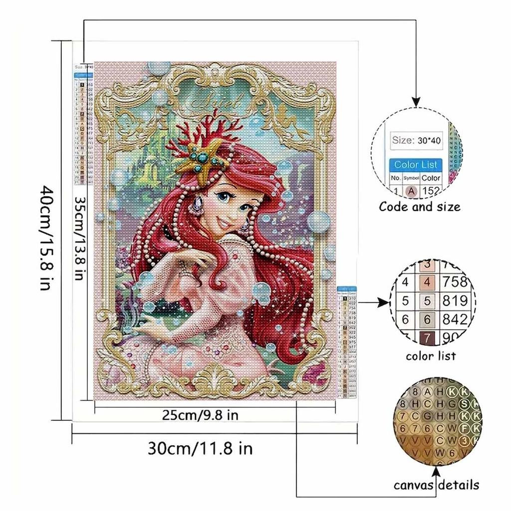 5D Diy Diamond Painting Princess and Starfish Full Drill Rhinestones Mosaic Embroidery Handmade Products Home Decor Gift