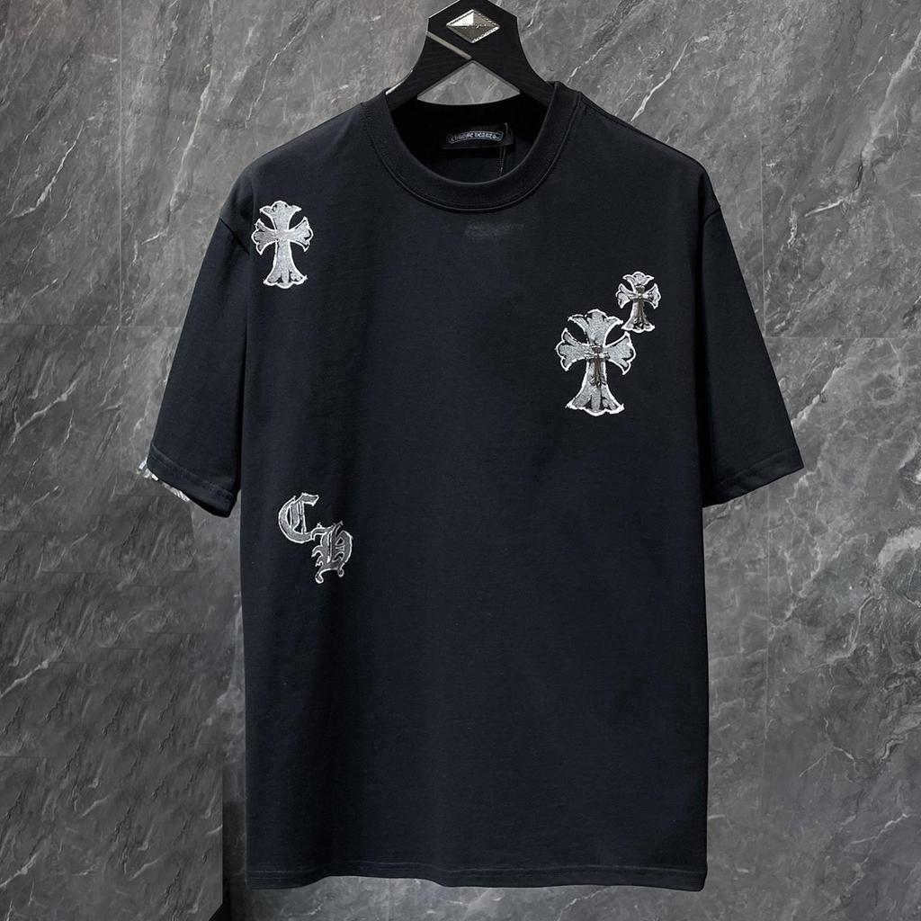 8937 CHROME HEARTS 2026 Summer New High Quality Cotton Round Neck Loose Large Size Men's and Women's T-shirt Couple T-shirt