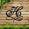 Metal Wall Art Monogram H Elegant Cursive Iron Design Outdoor Indoor Decor Weather Resistant Garage Farm Personalized Gift