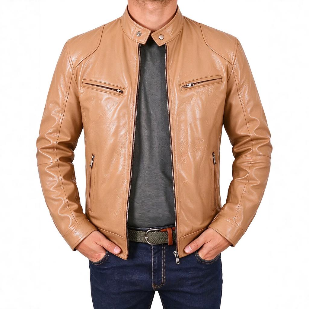New men's stand-up collar PU leather jacket slim locomotive jacket spring and autumn casual multi-color coat