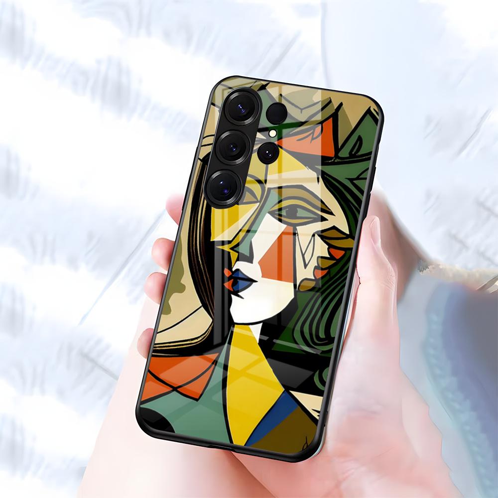 

Чехол для телефона Pablo-Picasso для Samsung S26 S25 S24 FE S23 S22 S21 Plus S20 Ultra Note20Ultra Черное Стеклянное Покрытие Galaxy S21 plus5G