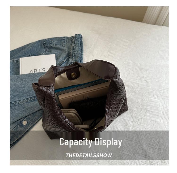 2025 Women's Large Capacity Woven Crossbody Tote - Autumn/Winter Single Shoulder Commuter Handbag