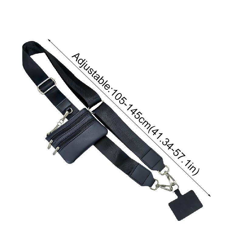 105-145cm Solid Color Adjustable With Coin Purse Practical Printed Pattern Card Holder Wallet Multi-Function Multi-Color