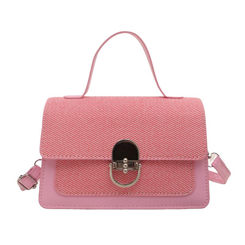 Fashion and Beautiful Women  New Fashion Lock Solid Color Portable Shoulder Messenger Small Square Bag