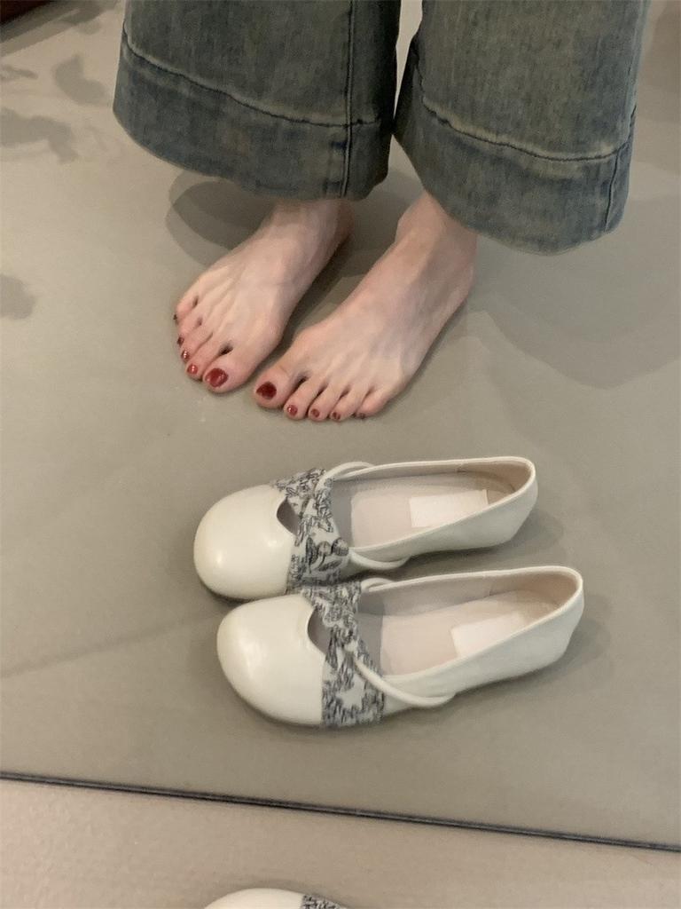 Fashion Vintage Mary Jane Shoes Women's Spring French Elegance Simple Round Head Shallow Mouth Soft Sole Ballet Shoes