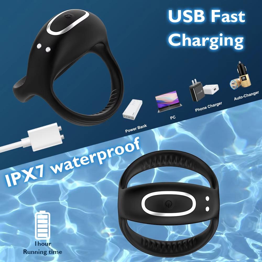 Elektrischer Hodenring Vibrator Penis Trainingsring Lang Anhaltender Ejakulationsverzögerer Vibrator G-Punkt Stimulation Penis Erektion Massage