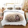 Hedgehog Bedding Set Cute Kawaii Wildlife Comforter Cover With Pillowcases For Boys Girl Polyester Bedding Set King Size
