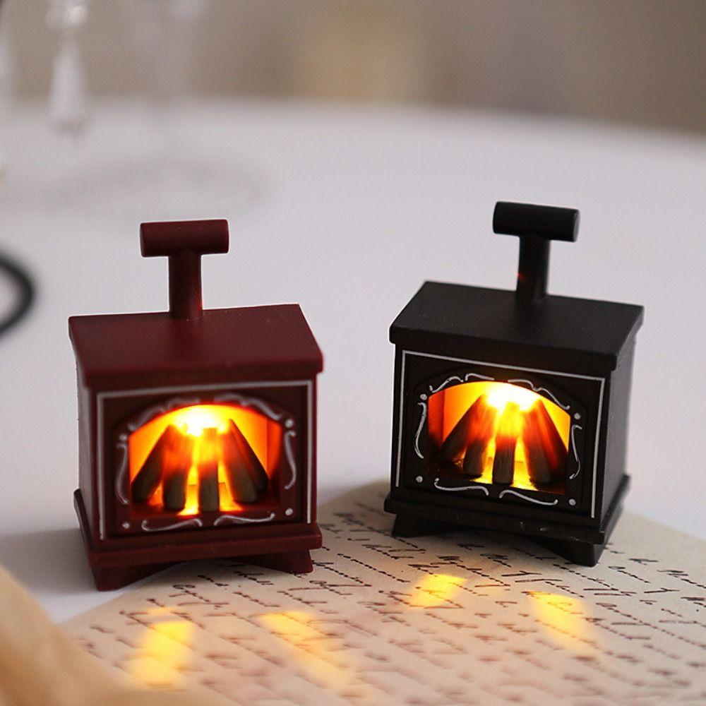 Creative Mini LED Fireplace Lamp Retro Flameless Electronic Candle Light Battery-Operated Smokeless