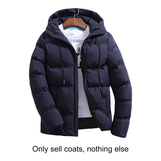 Winter Men Jacket Hooded Slim Fit Long Sleeve Drawstring Pockets Windbreaker for Daily Wear