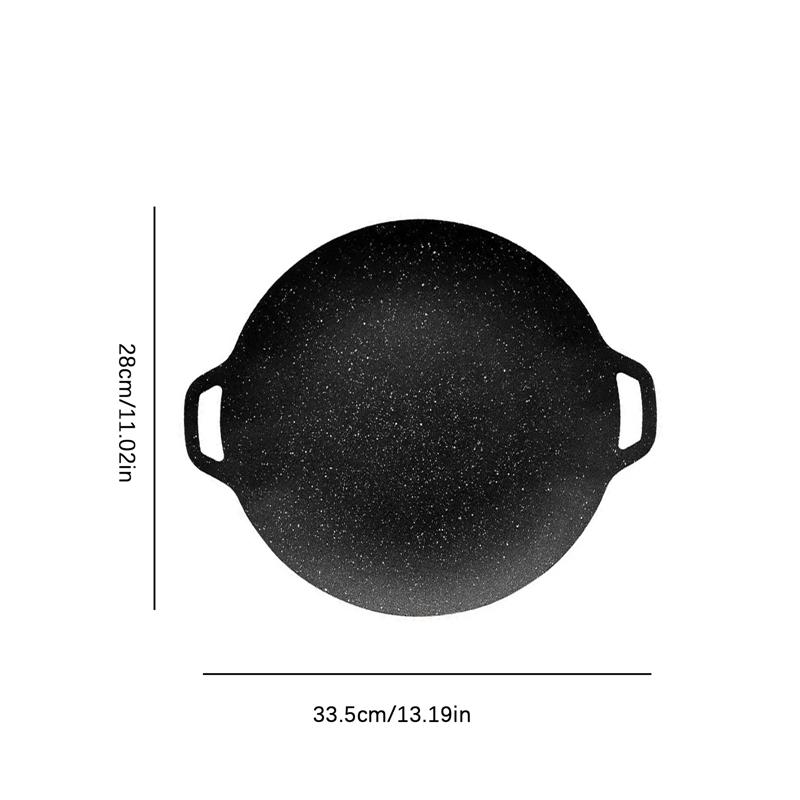 

Корейская сковорода-гриль для барбекю, круглая сковорода-гриль бездымная, для жарки в помещении и на открытом воздухе, с жаропрочным держателем