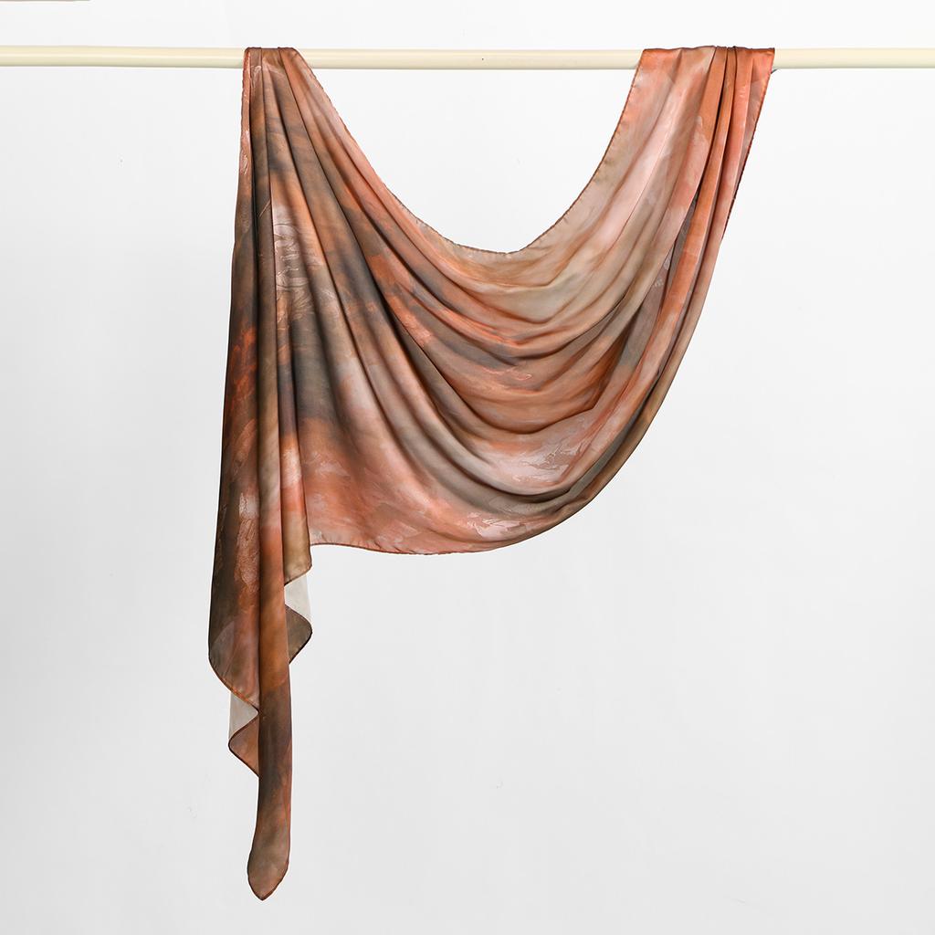 New Shimmer Satin Silk Hijab For Muslim Women Long Scarf Watercolor Print Headscarf Foulard Islam Head Cover Shawl Wrap Bandana