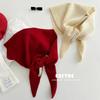 Pure Sheep Wool Knitted Triangle Scarf Women's Turban Scarf Layered Casual Warm Versatile Shawl