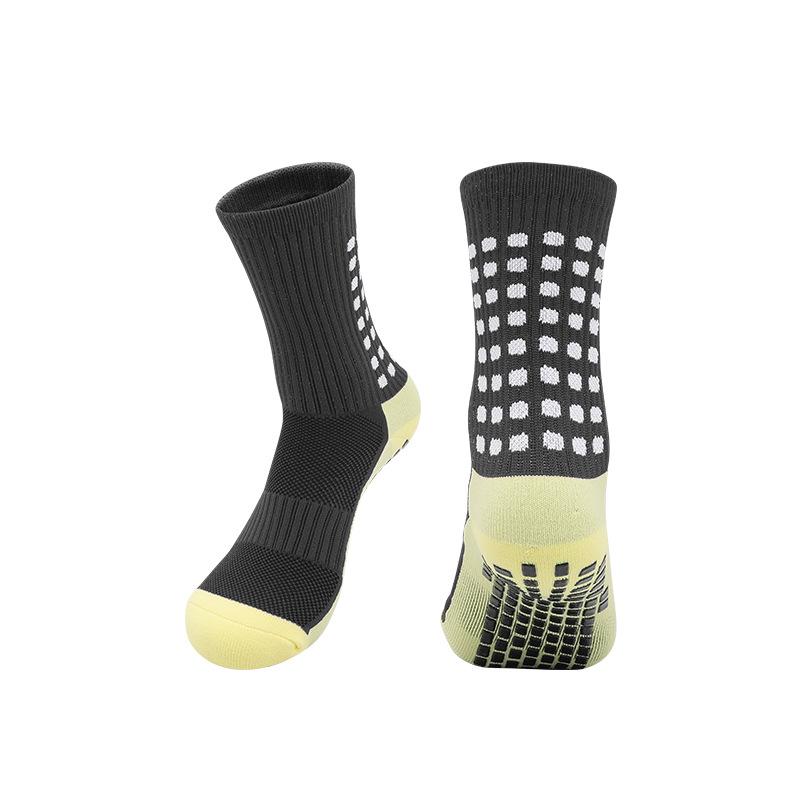 Men's Non-Slip Mid-Calf Football Socks with Thickened Towel Bottom and Silicone Grip