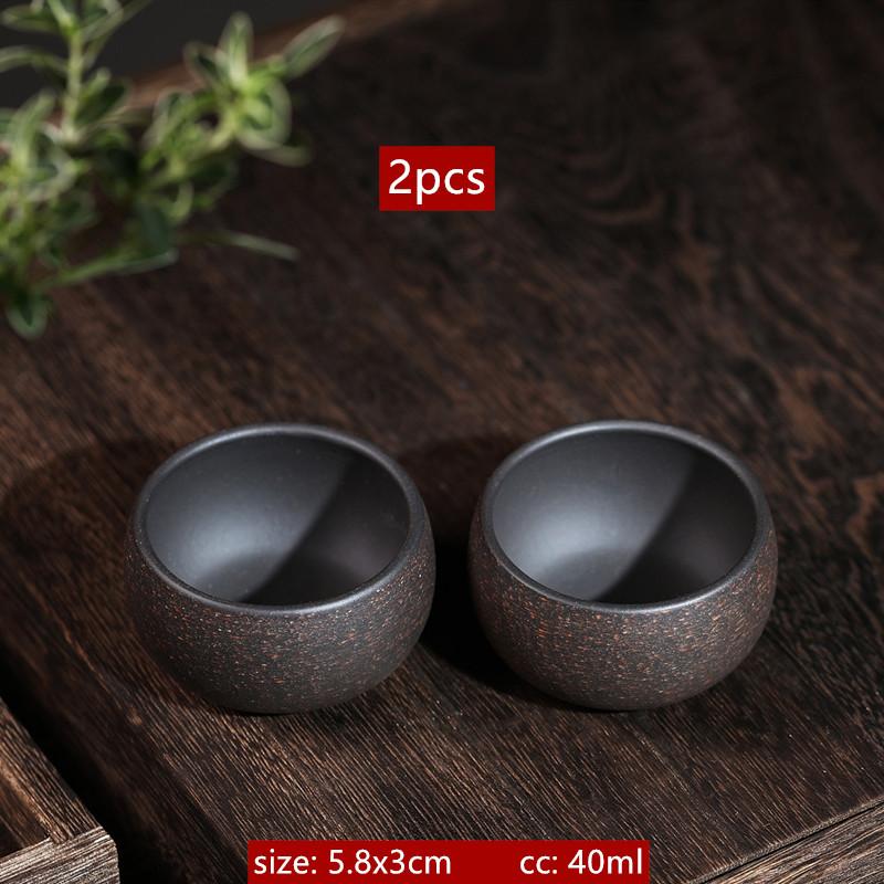 

2pcs/ 40ml Chinese Purple Clay Teacup Traditional Beauty Tea Set Portable Personal Single Cup Handmade Custom Tea Accessories чёрный