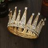 Golden Rhinestone Round Crown Tiara Hair Jewelry Wedding Hair Accessories for Bridal Crown Tiaras  Crystal Rhinestone Crown Gift