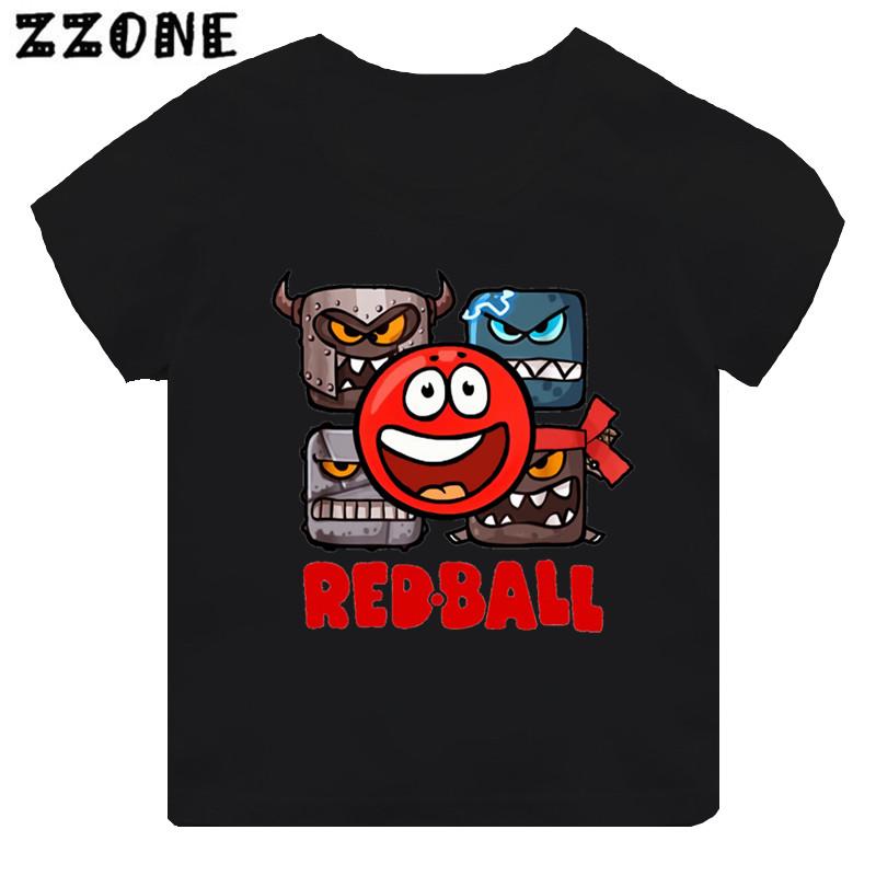Hot Sale Red Ball 4 Print Cartoon Kids T-shirt Funny Girls Clothes Baby Boys Black Short Sleeve T Shirt Children Tops