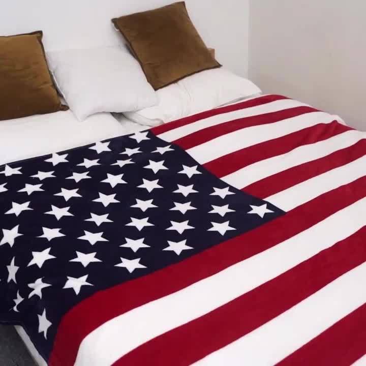 Amerikaanse Vlag Bed Bank Deken Machine Wasbare Bankhoes Zacht Flanel Warm Pluche Bed Gooi Deken Reizen Beddengoed Deken