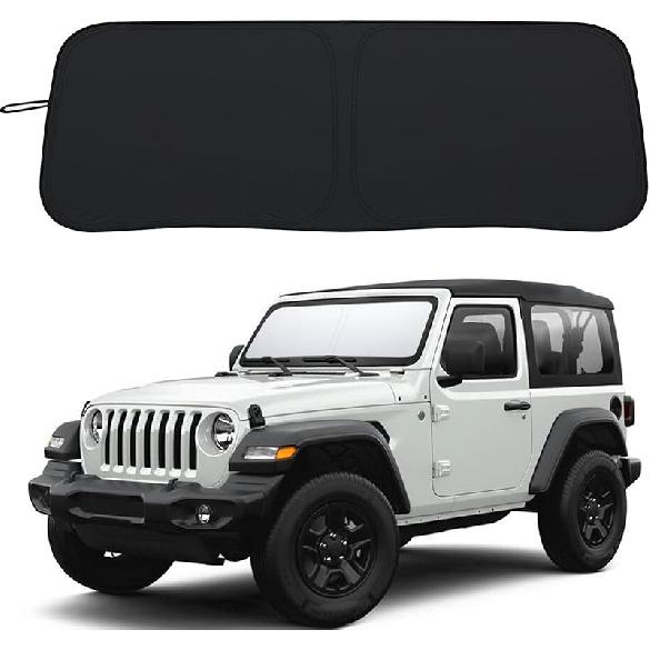Premium Windshield Sun Shade For 2018-2025 Jeep Wrangler JL JLU & -2025 Jeep Gladiator, Reflective 310T Material Front Window Sun Visor Blocks UV 2018-2025 Wrangler JL/202