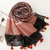 Bohemian Ethnic Style Cotton Linen Texture Scarf Floral Pattern For Travelling Sun Protection Beach Vacation Shawl And Wraps