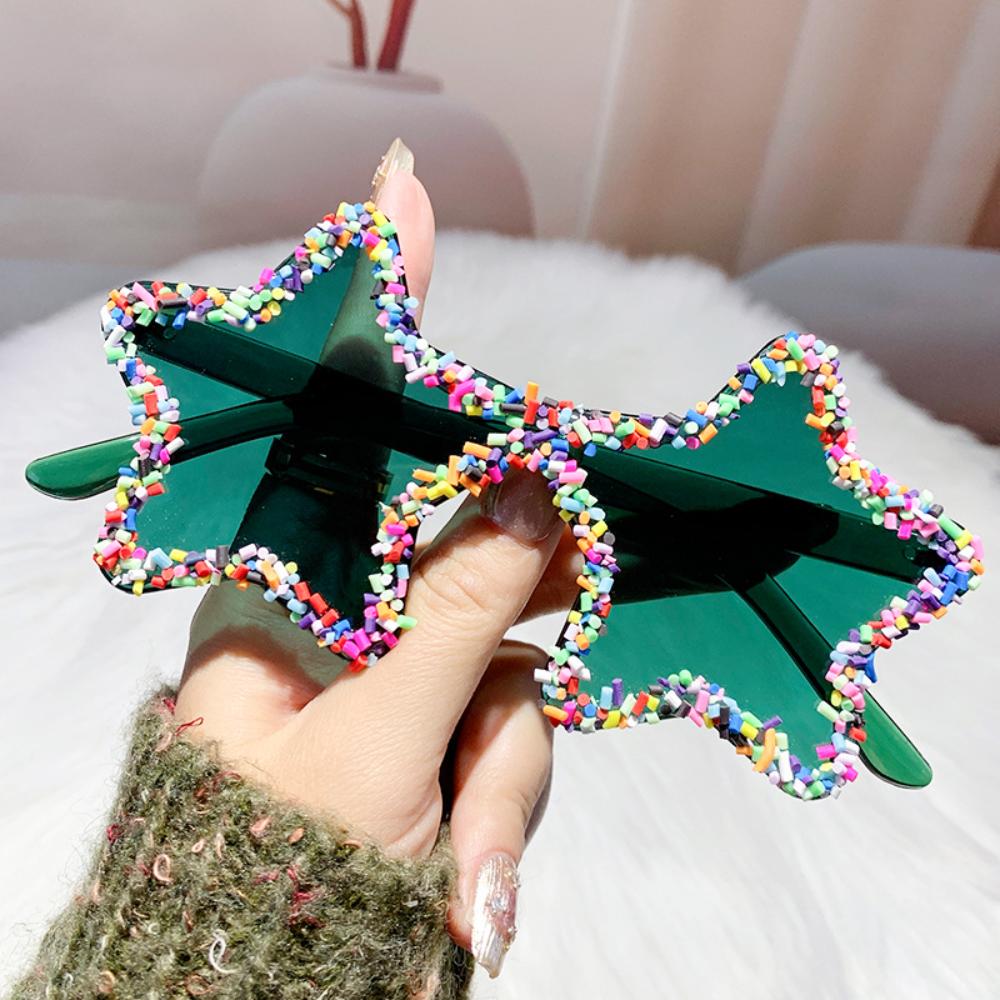 Fashion Star Shape Sunglasses With Colorful Jimmies Women Stylish Cute Pentagram Beach Sun Glasses Trendy Original Vacation