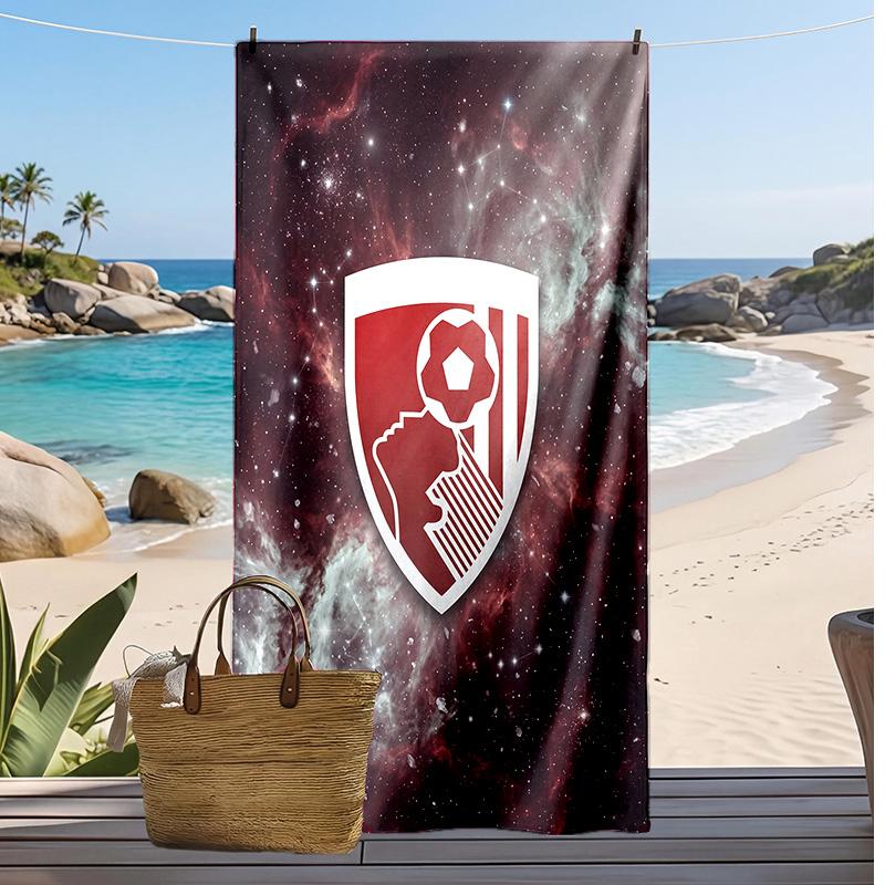 Bournemouth Football Print Beach Towel, Large Soft Quick Dry Towel for Beach Camping Swimming