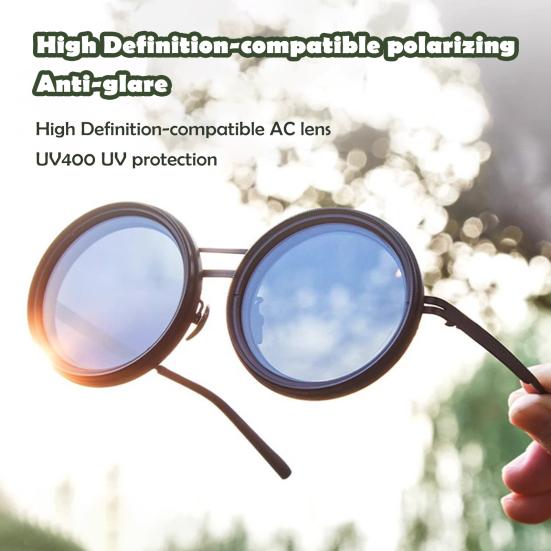 Abgerundete polarisierte Brille, 1-9 Gänge, verstellbare Sonnenbrille mit ND-Filtergläsern, handgefertigte Retro-Brille für Männer und Frauen