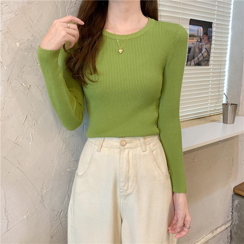 1116 New Slim-fitting Low-necked Sweater Women's Bottoming Sweater Autumn and Winter Long-sleeved Knitted Sweater