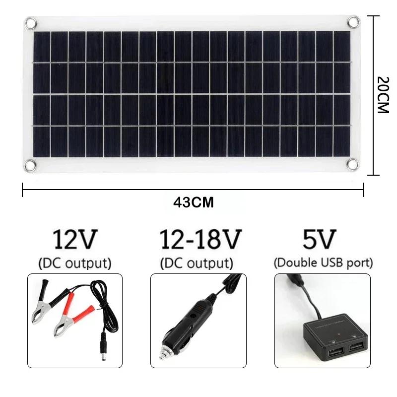 20W-1000W Solar Panel 12V Solar Cell 10A-100A Controller Solar Plate Kit For Phone RV Car Caravan Home Camping Outdoor Battery