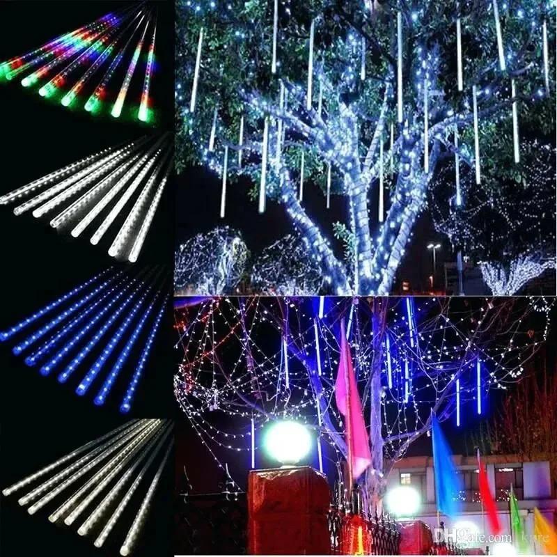 30/50cm 8Tubes Meteor Shower Rain Led Fairy String Lights Street Garlands Christmas Tree Decorations for Outdoor New Year Decor