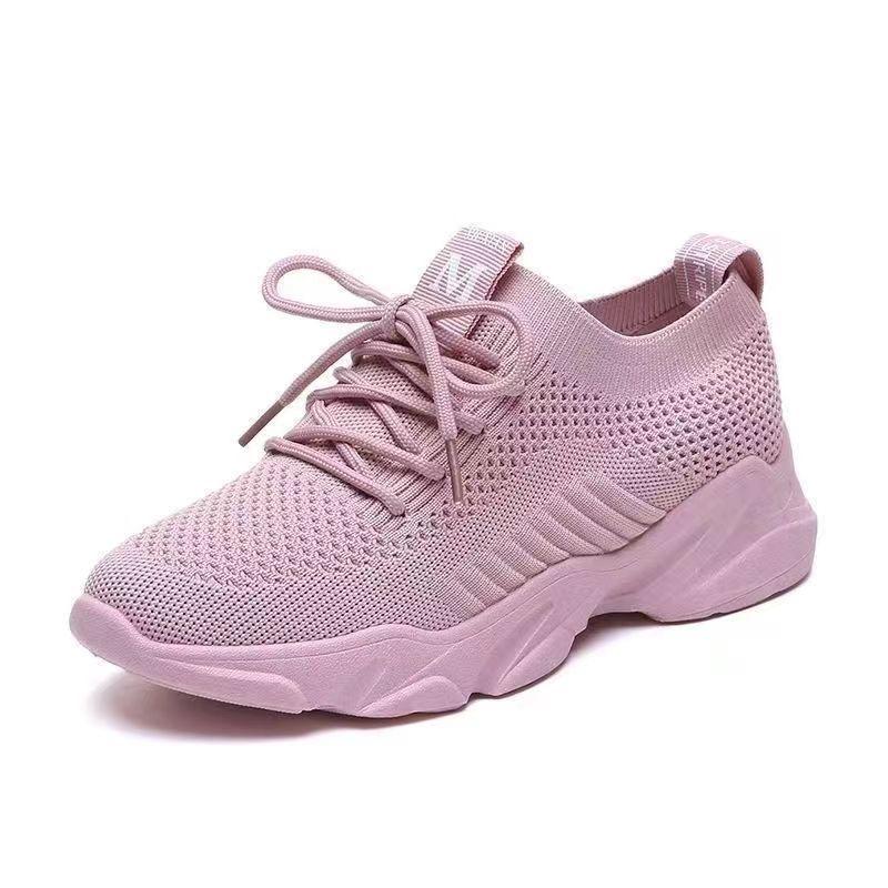 Casual shoes new breathable dad shoes mesh shoes sports shoes non-slip round head thick sole 36