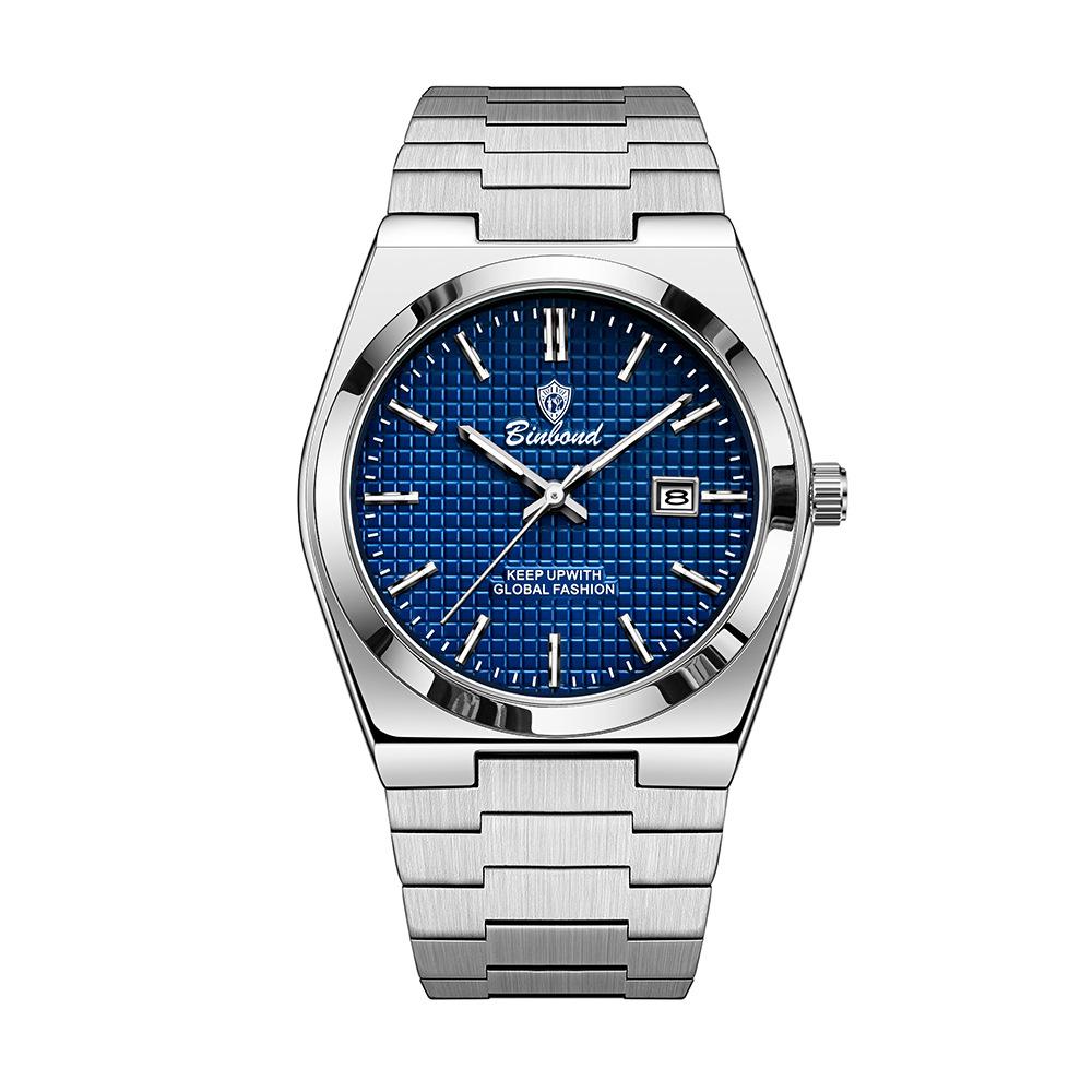 BINBOND Luxury Quartz Man Wristwatch Sport Men Watches Waterproof Luminous Date Week Stainless Steel Men's Watch