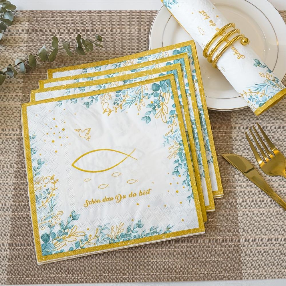 

20 шт./уп. Сакральная церемония Вечеринка Салфетки Лист эвкалипта Рыба Тишью Салфетки для украшения места проведения вечеринки белый