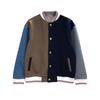 TIME BREATHE Men's Autumn/Winter Woolen Color Block Stand Collar Jacket