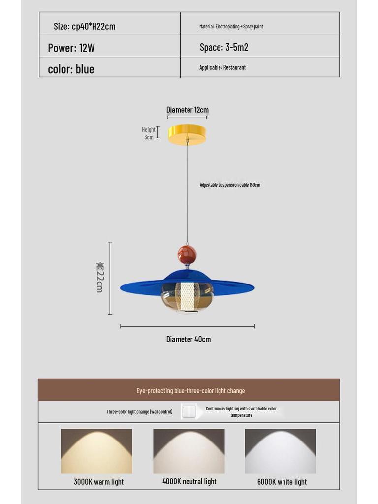 Dopamine Dining Table Set with Swing Arm Pendant Light and Eye-Protecting Ceiling Light for Kids