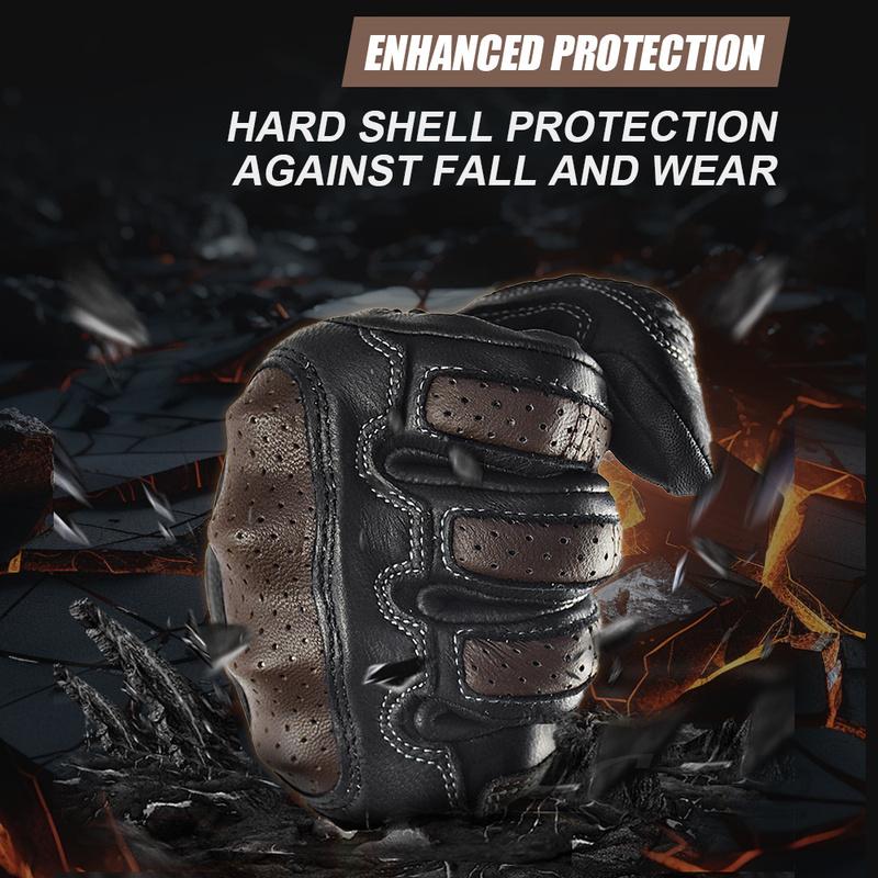Vintage Leather Motorcycle Gloves CE Certification Summer Perforated Motorbike Racing Gloves Touch Screen Motocross Moto Gloves