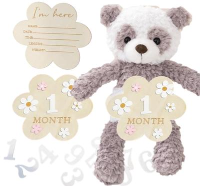 Erster Teddybär mit Foto Perfekt für Halb 100 und Babypartys Holzblume JP-SAKURA [Authentisch] Set, Geburtstage, Tage, (Panda + Etikett)