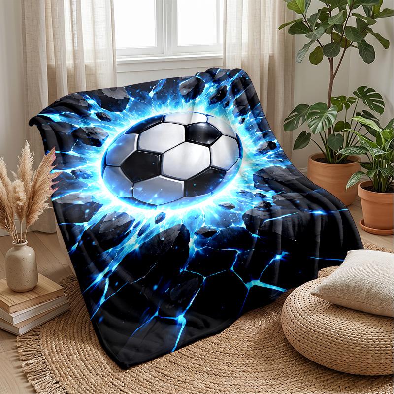 Soccer Ball Breaking Glass Theme blanket Lightweight Warm Flannel Blanket Decorative Throw Blanket for Home Decoration