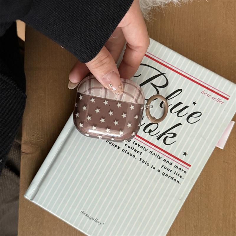 Rice brown plaid star pendant AirPods 1 generation earphone case for Apple AirpodsPro1/1 generation